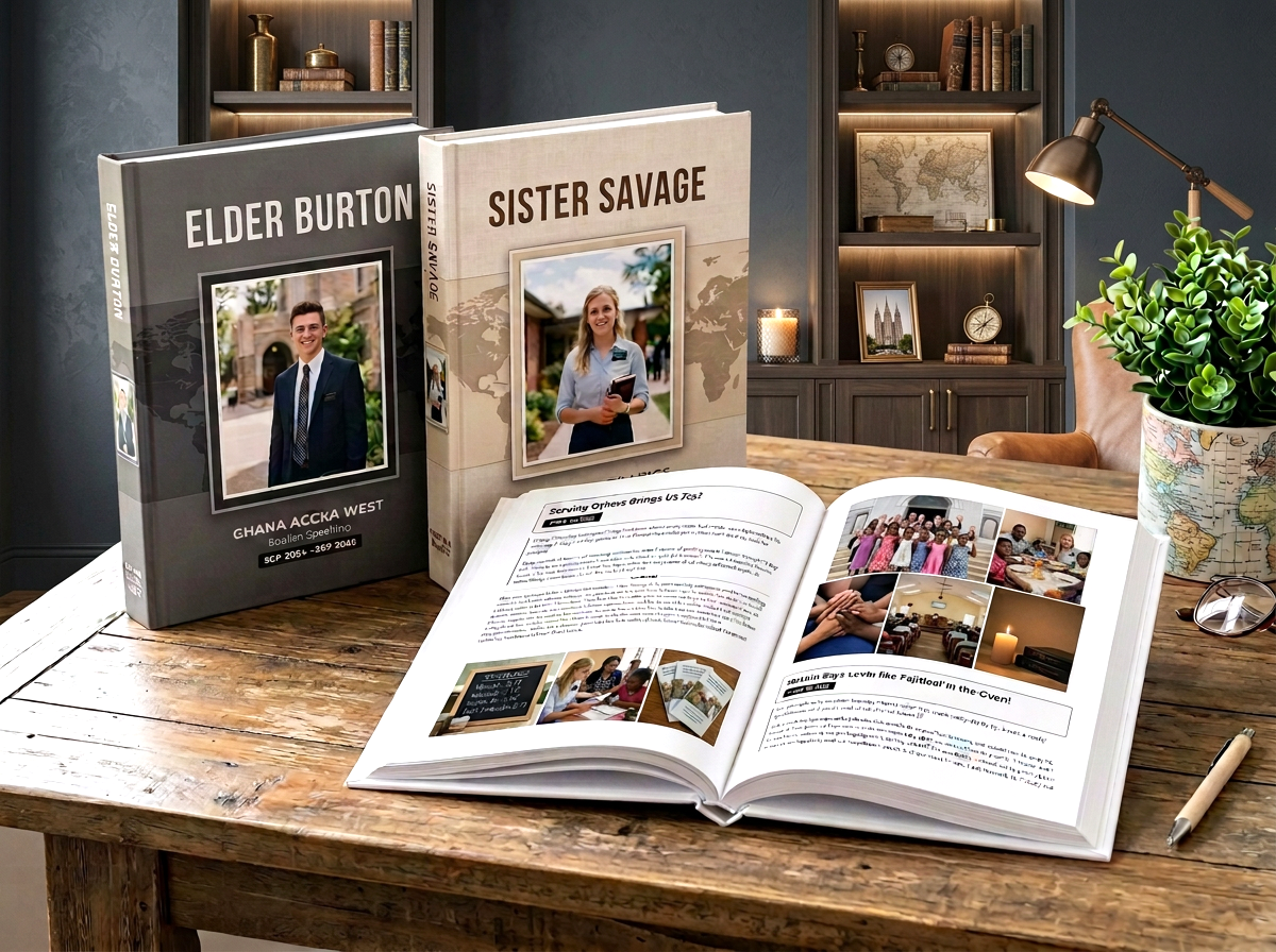 Hardcover mission memory book showcase