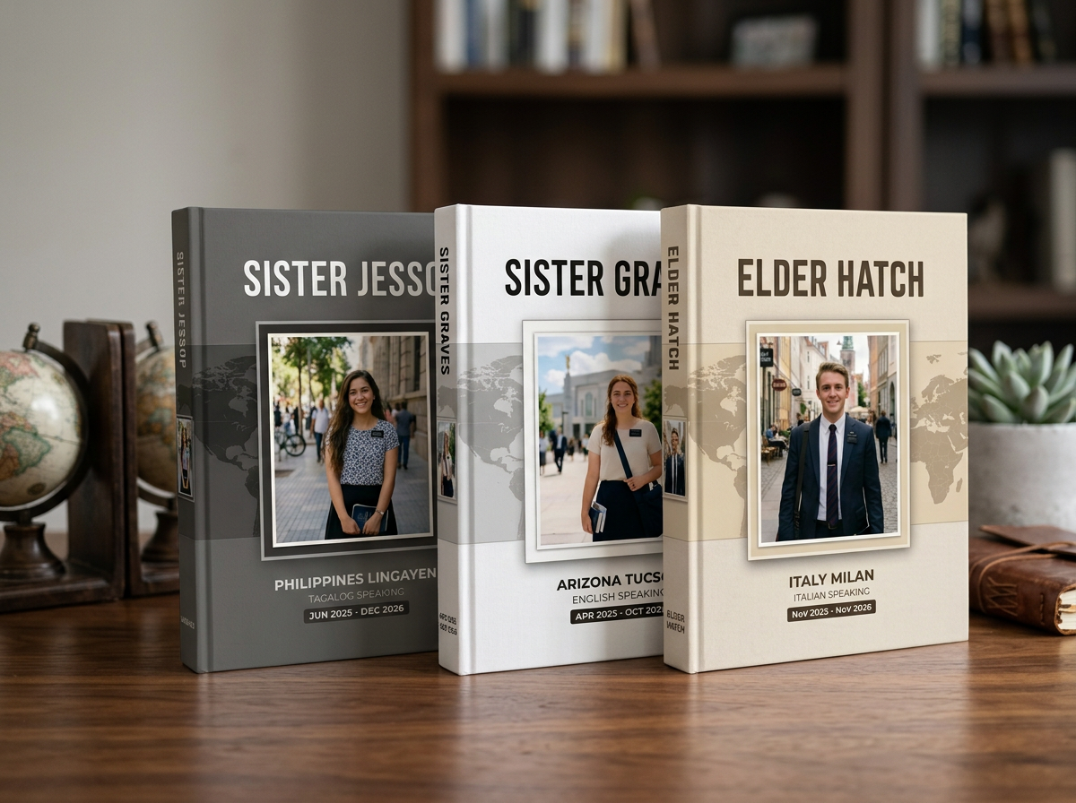 Hardcover mission memory book, three cover styles