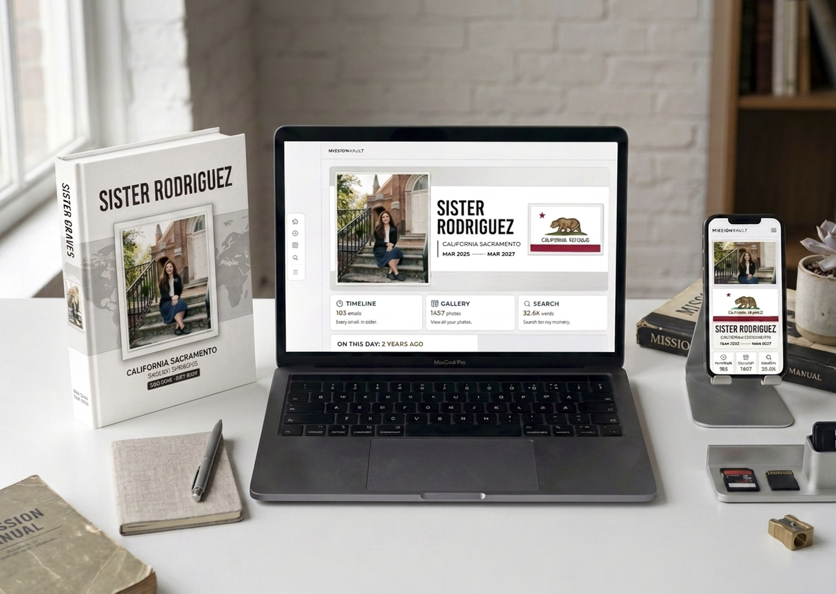 Digital archive and hardcover memory book together